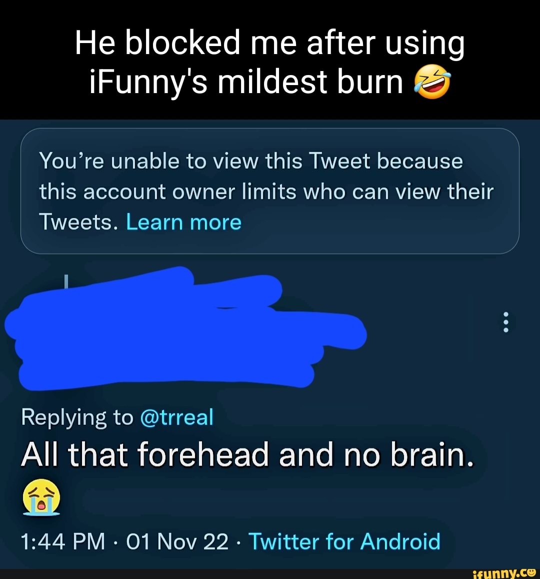 He blocked me after using iFunny's mildest burn You're unable to view