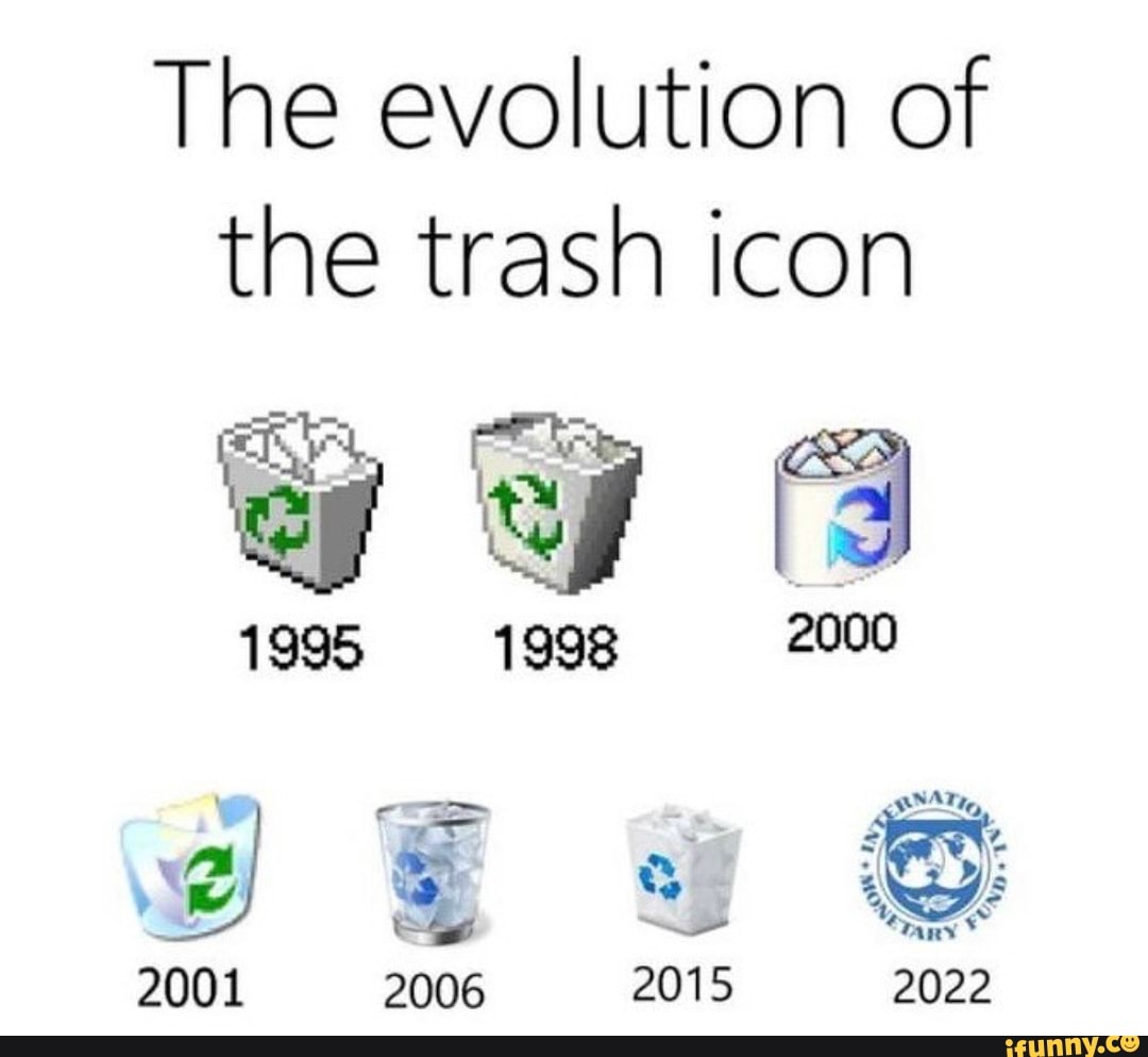 The evolution of the trash icon 1995 1998 2000 *any 2001 2006 2015 2022 ...