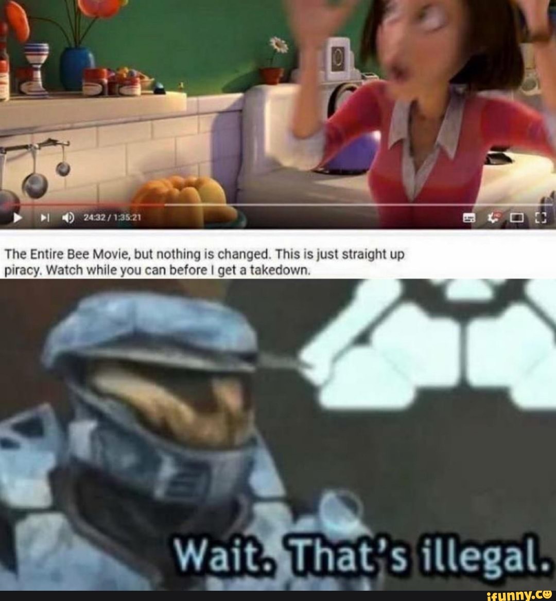 The Entire Bee Movie, but nothing is changed. This is just straight up
piracy. Watch while you can before I get a takedown.
That's