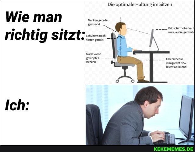 Die optimale Haltung im Sitzen
Wieman richtig sitzt:-