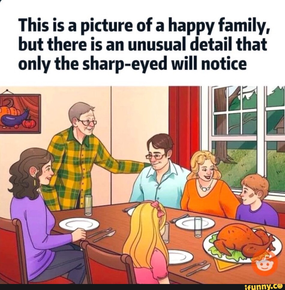 This is a picture of a happy family, but there is an unusual detail ...