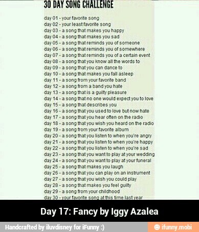 30 DAY SONG CHALLENGE - Day 17: Fancy by Iggy Azalea