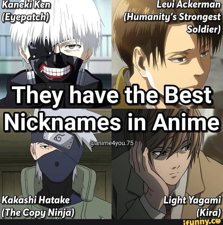 Leui Ackerman Humanitys Strongest Soldier They have vend Bes Nicknames i  in Anime Kakashi Hatake Light Yagami Than  iFunny Brazil