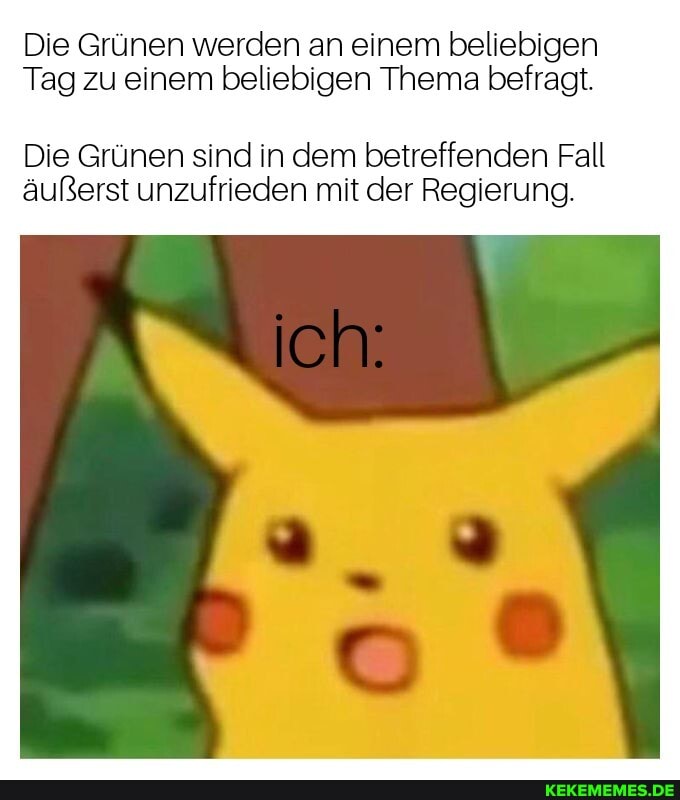 Die Grünen werden an einem beliebigen
Tag zu einem beliebigen Thema befragt.
Die Grünen sind in dem betreffenden Fall äußerst unzufrieden mit der Regierung.