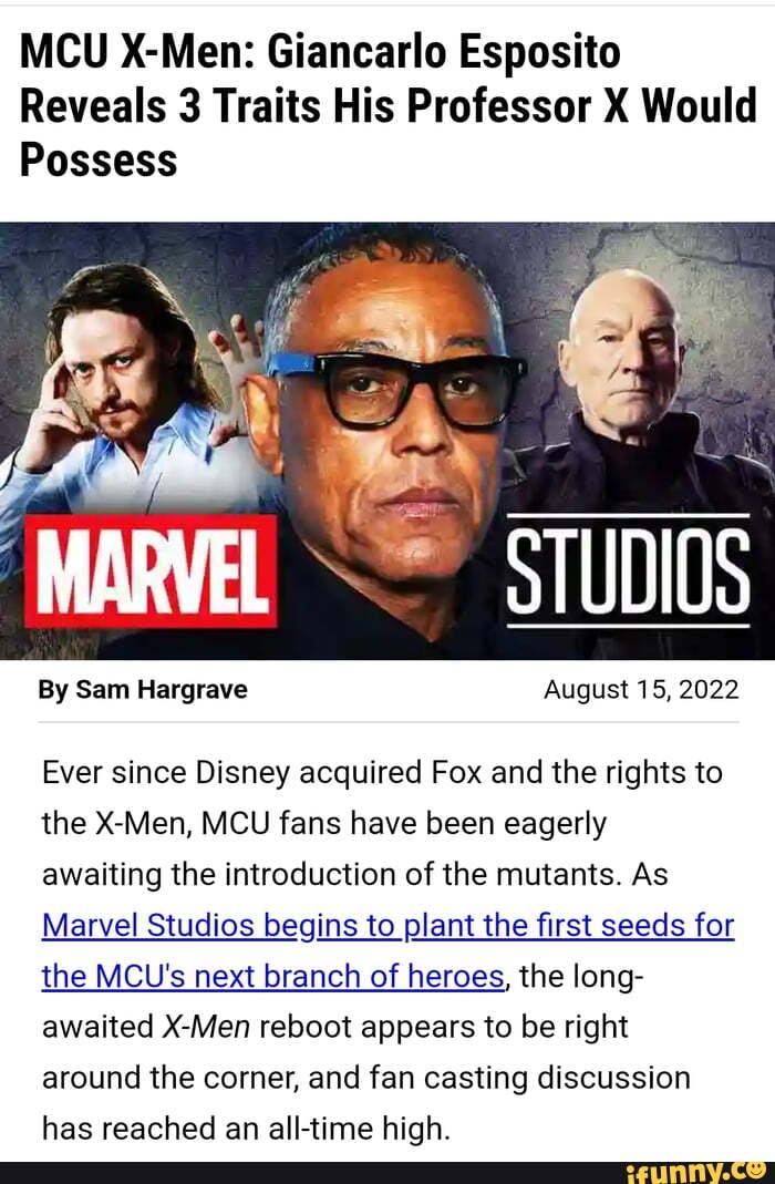 MCU X-Men: Giancarlo Esposito Reveals 3 Traits His Professor X Would ...