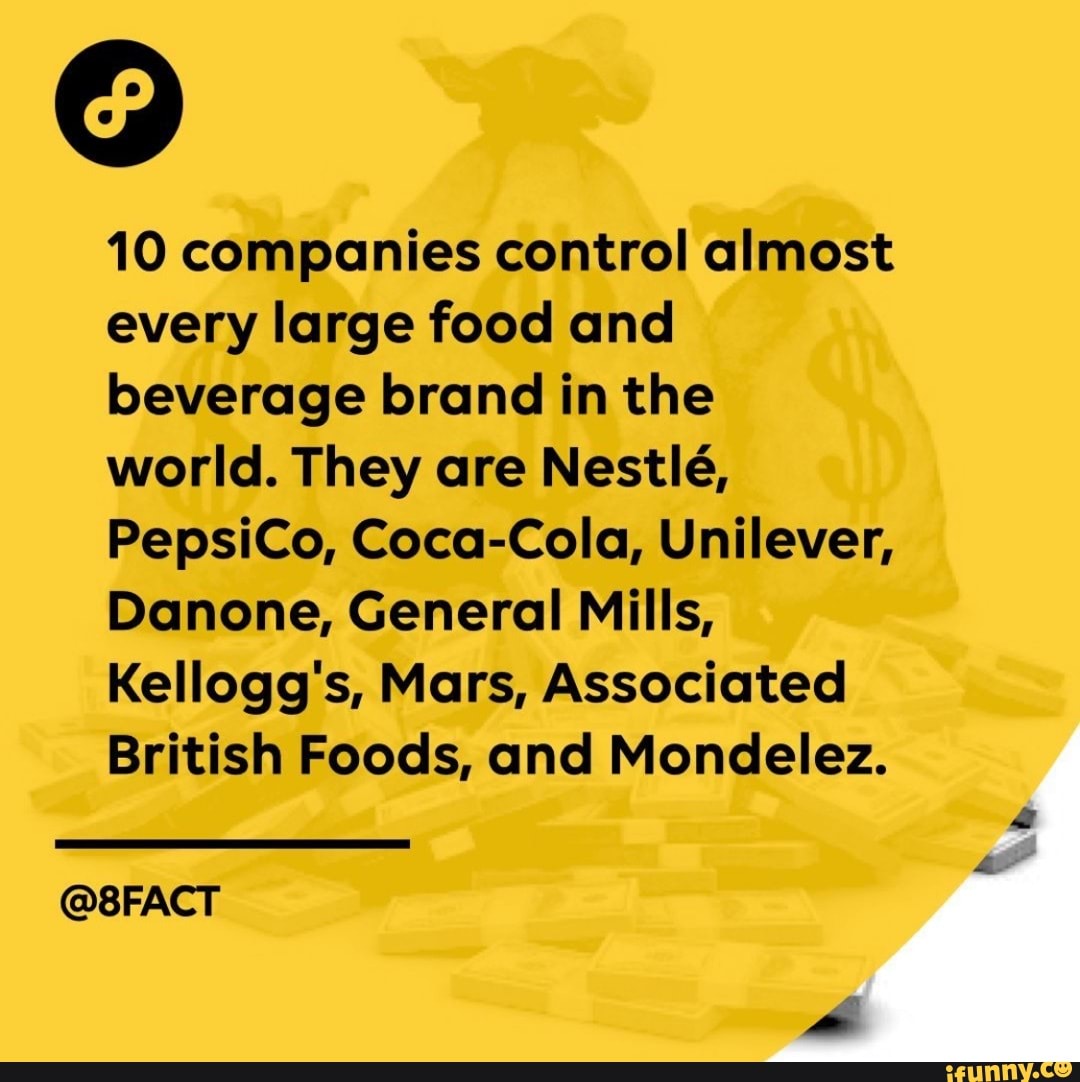 10 companies control almost every large food and beverage brand in