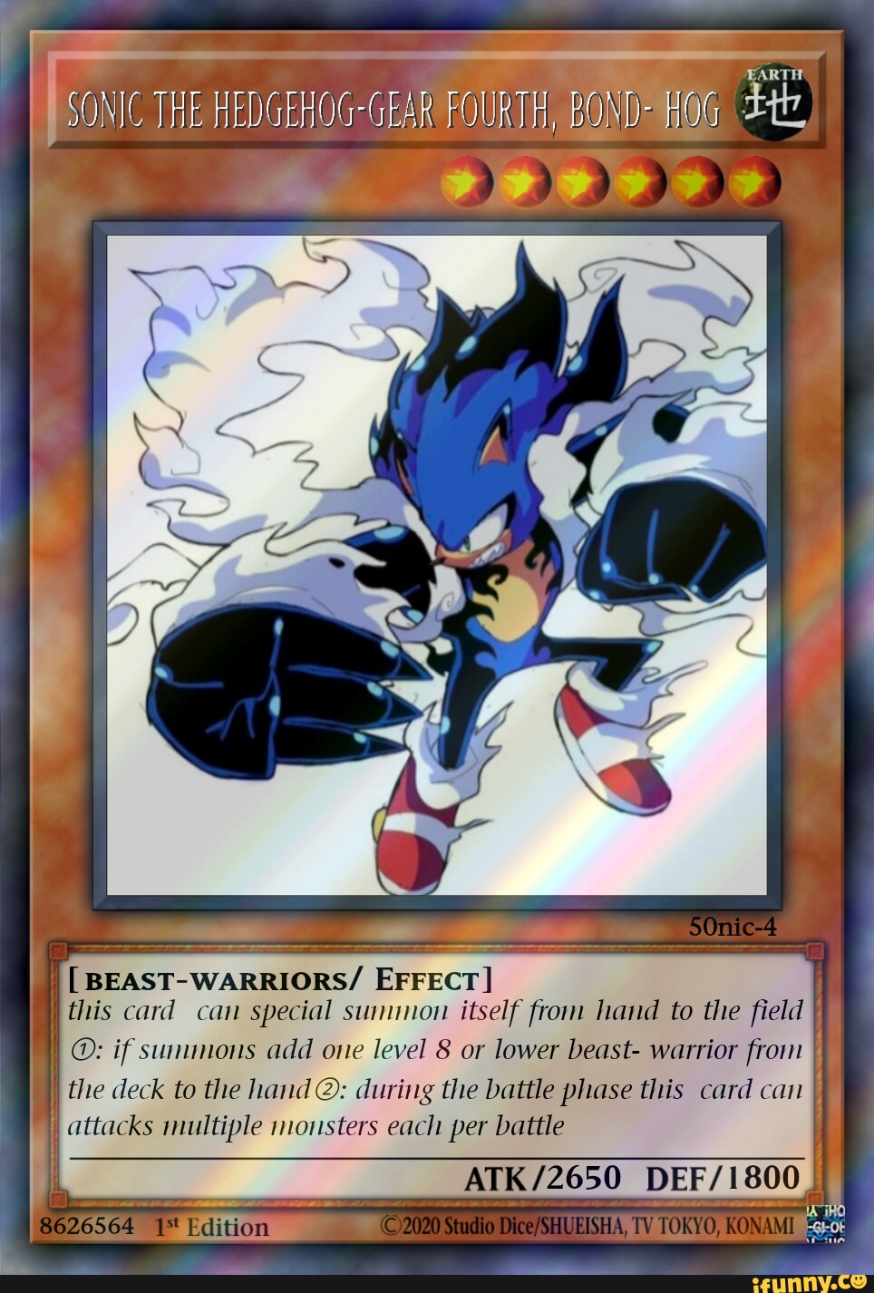 SONIC THE HEDGEHOG-GEAR FOURTH, BOND- HOG [ BEAST-WARRIORS/ EFFECT] this  card can special summon itself