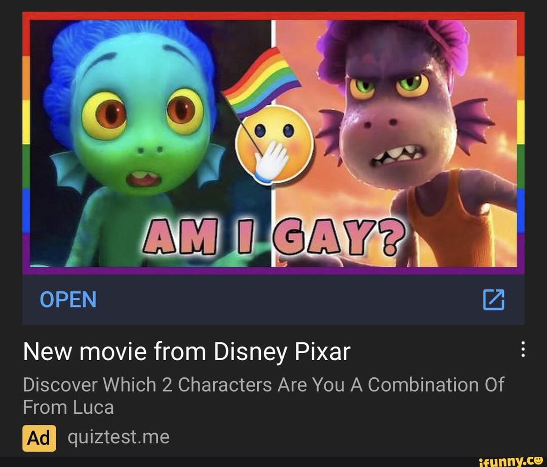 OPEN New movie from Disney Pixar Discover Which 2 Characters Are You A