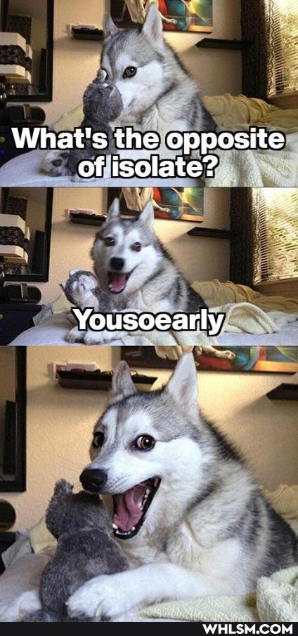 What's the opposite of isolate?
Yousoearly