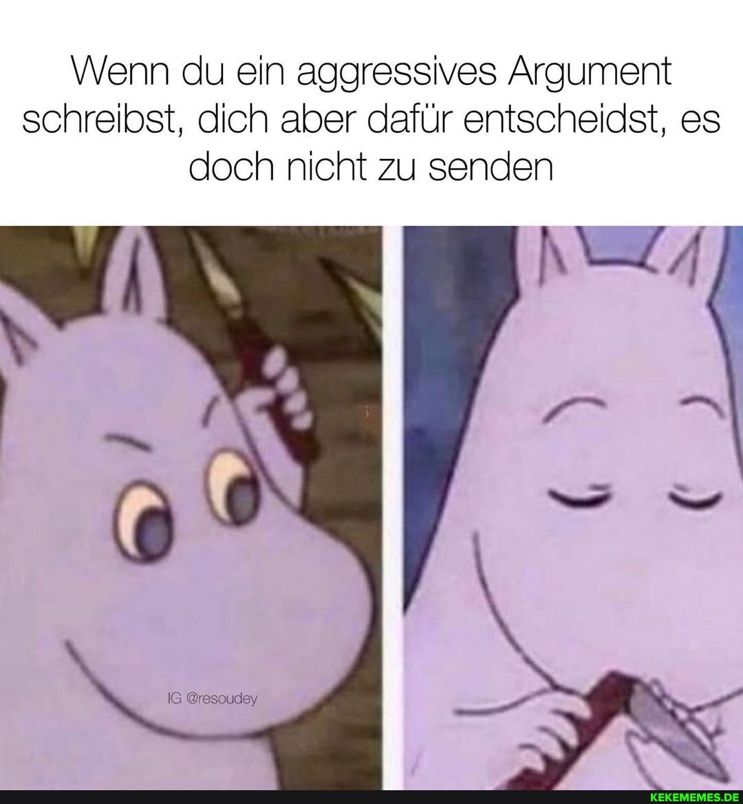 Wenn du ein aggressives Argument schreibst, dich aber dafür entscheidst, es doch nicht zu senden
IG @resoudey