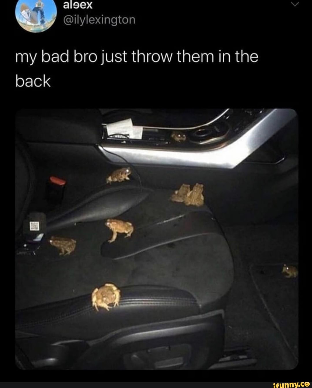 my bad bro just throw them in the
back