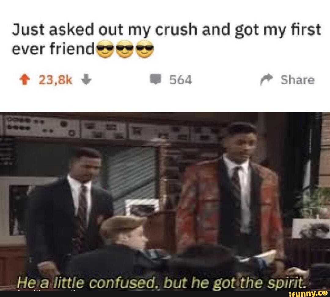 Just asked out my crush and got my first ever friends
# 23,8k 564 f* Share
He little confused, but he got the spirit-
