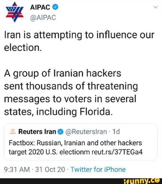 AIPAC Iran Is Attempting To Influence Our Election. A Group Of Iranian ...