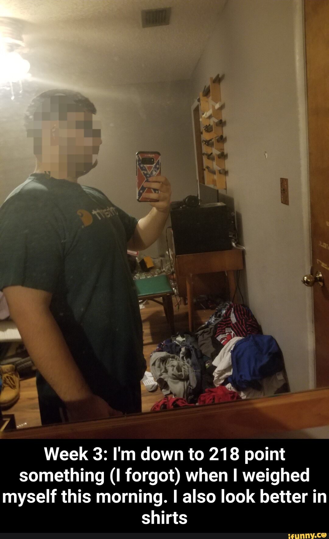 Week 3: I'm down to 218 point
something (I forgot) when I weighed
myself this morning. I also look better in
shirts - Week 3: I'm down to 218 point something (I forgot) when I weighed myself this morning. I also look better in shirts