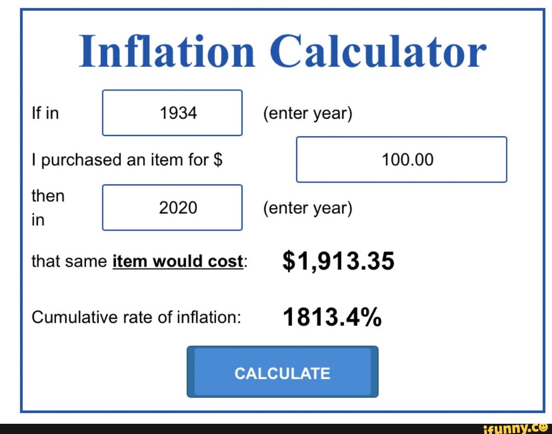 Инфляция калькулятор