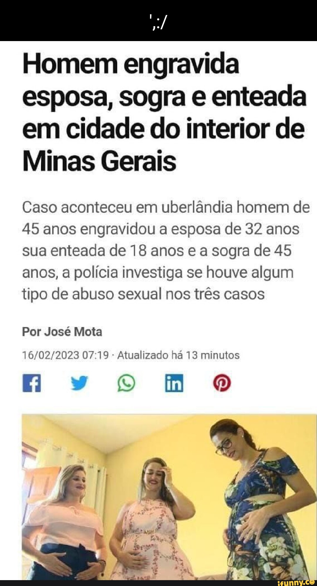 Homem engravida esposa, Sogra enteada em cidade do interior de Minas Gerais Caso aconteceu em uberlândia