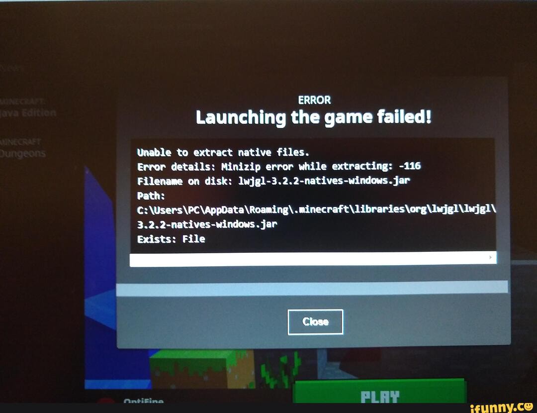 why is my pc saying unable to update the minecraft native launcher