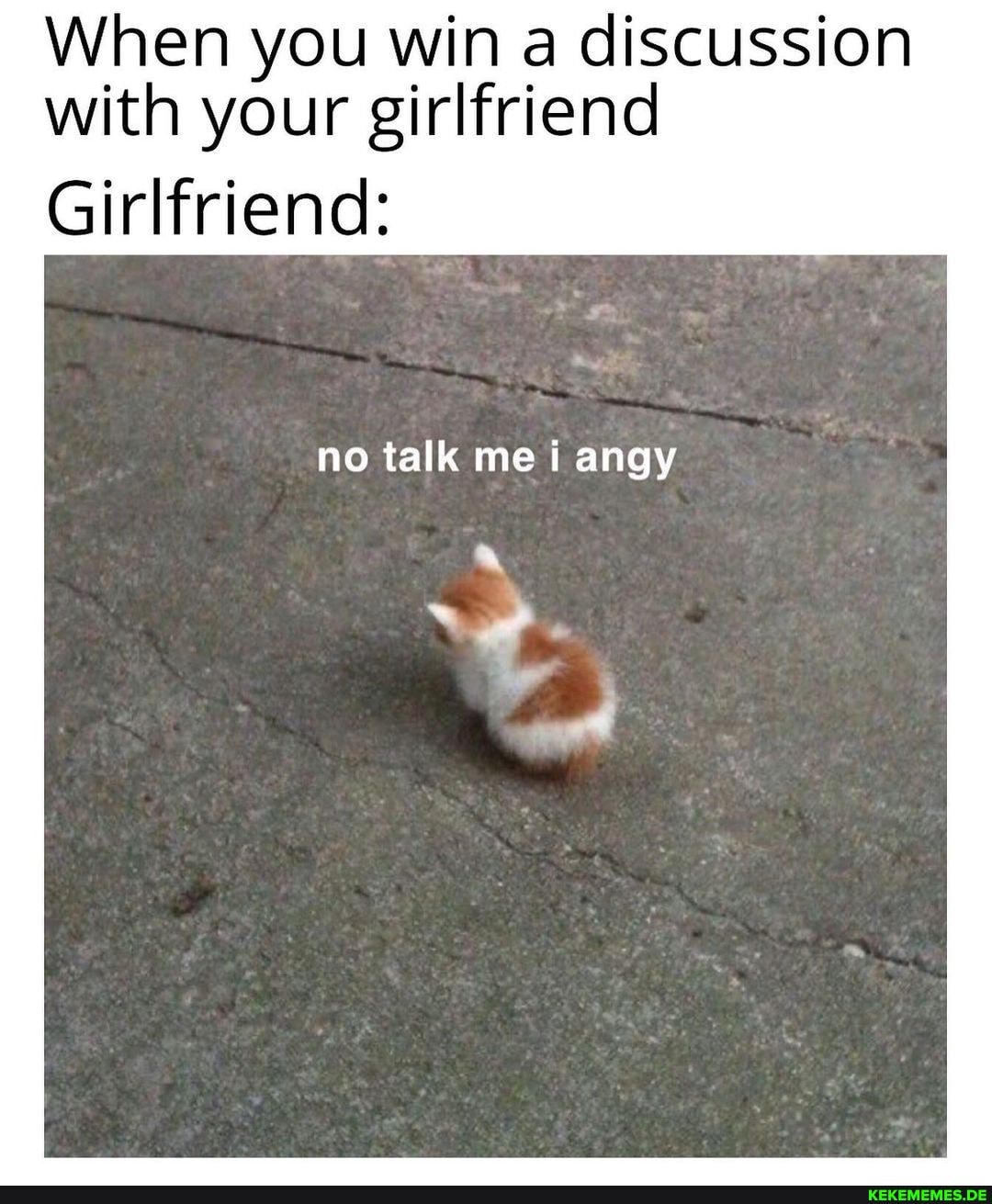 When you win a discussion with your girlfriend
Girlfriend:
no talk me i angy