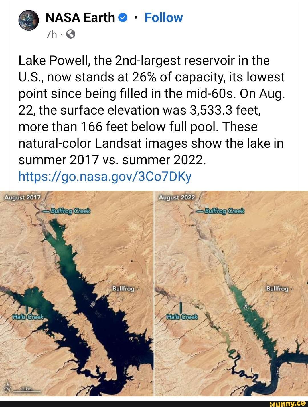 NASA Earth Follow Lake Powell, The 2nd-largest Reservoir In The U.S ...