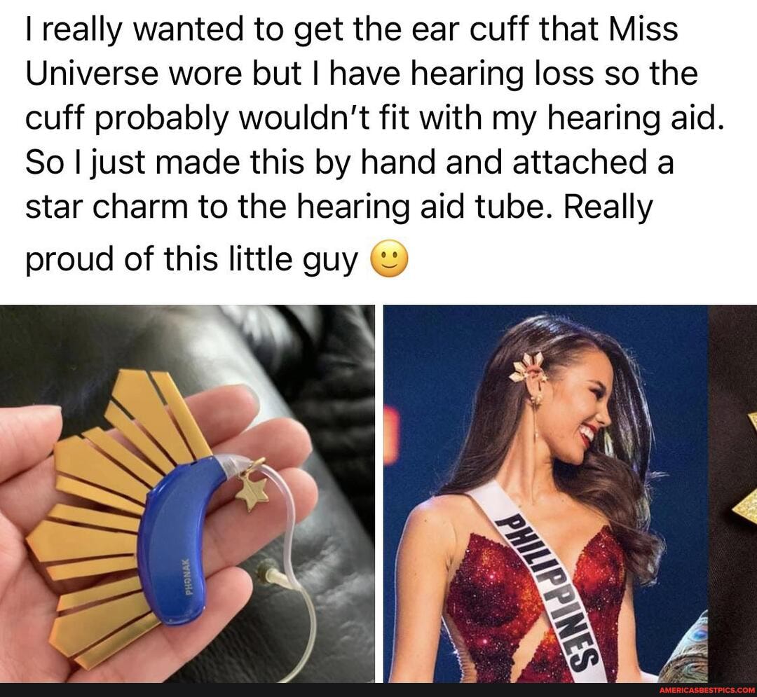 I really wanted to get the ear cuff that Miss
Universe wore but I have hearing loss so the cuff probably wouldn't fit with my hearing aid.
So I just made this by hand and attached a star charm to the hearing aid tube. Really
proud of this little guy