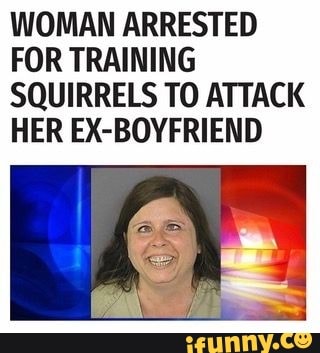 WOMAN ARRESTED FOR TRAINING SQUIRRELS TO ATTACK HER EX-BOYFRIEND