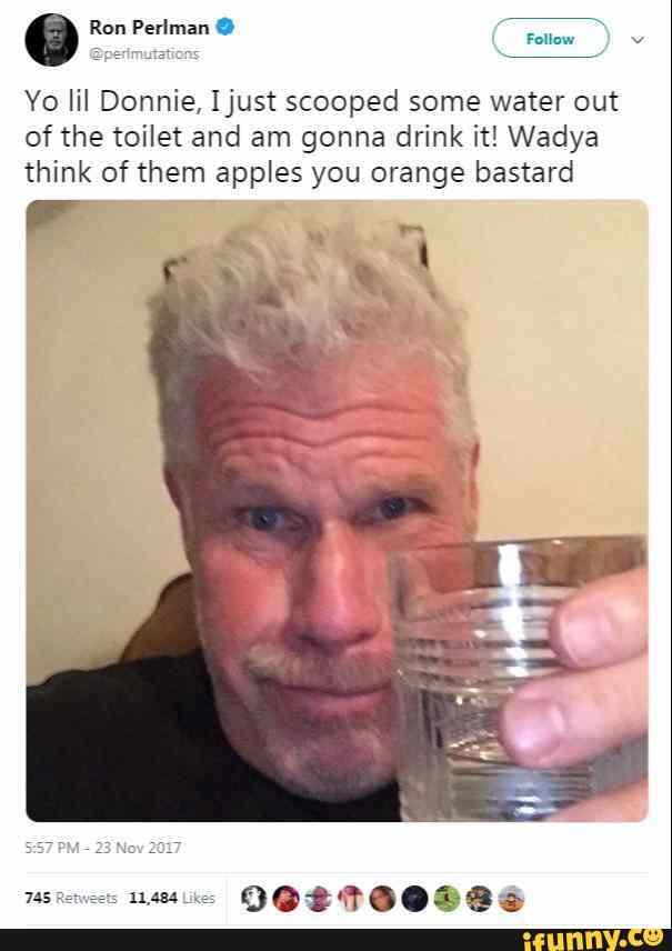 Ron Perlman C) Follow Yo lil Donnie, I just scooped some water out of ...