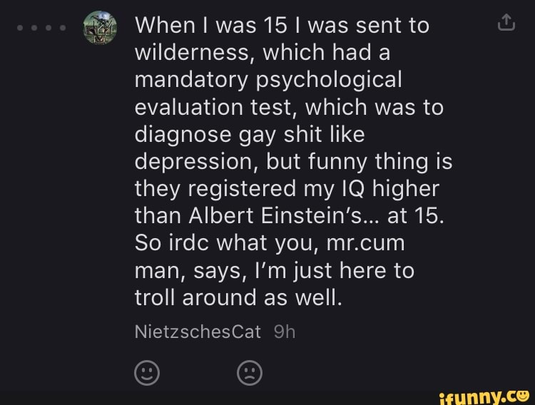 The gay test troll