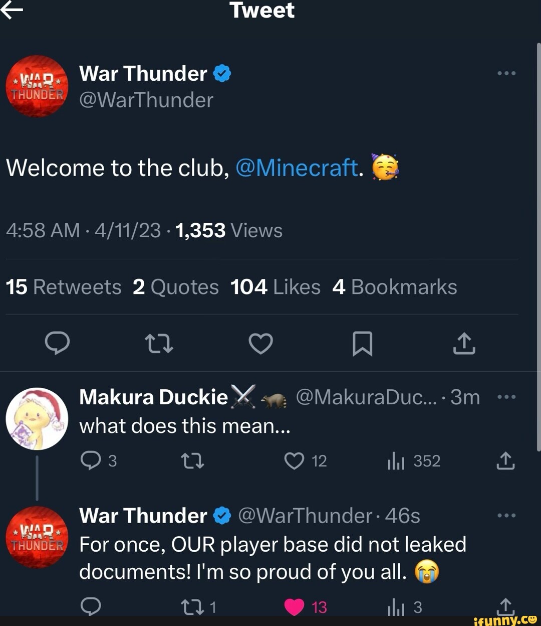 Tweet War Thunder WarThunder to the club, Minecraft. & AM