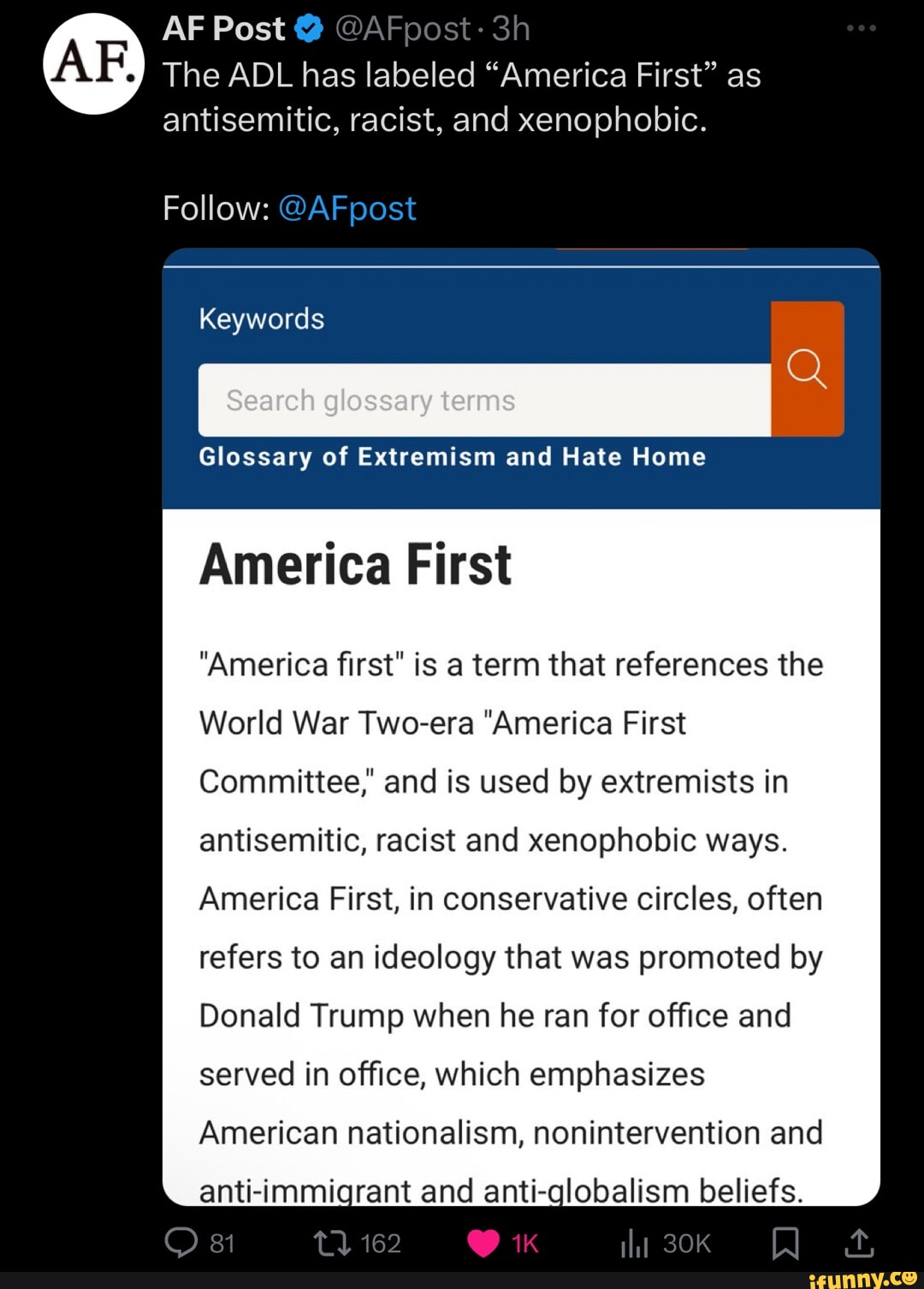 AF Post The ADL has labeled 