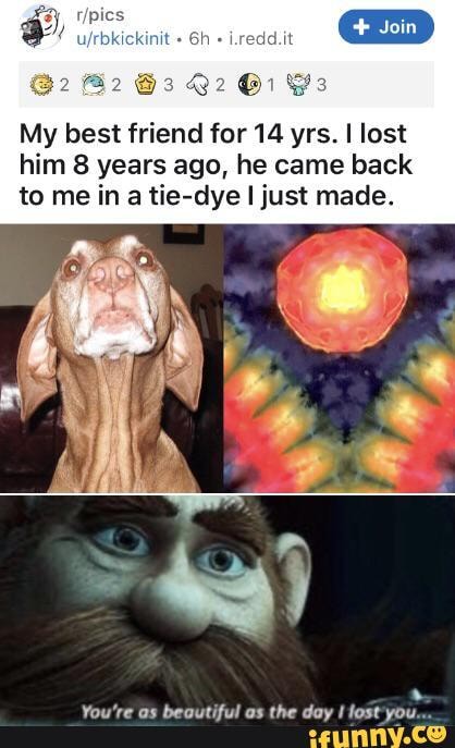My best friend for 14 yrs. I lost
him 8 years ago, he came back
to me in a tie-dye I just made.
You're as
beautiful as the day I lost you...