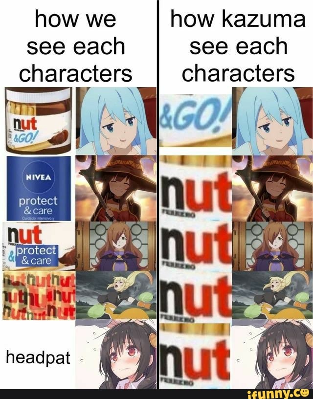how we how kazuma see each see each characters characters
+g "fl