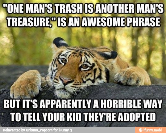 'TOE
Ú ONE MAN'S}
NE Wie
BUT IT'S APPARENTLY A HORRIBLE WAY
TO TELL YOUR KID THEY'RE ADOPTED