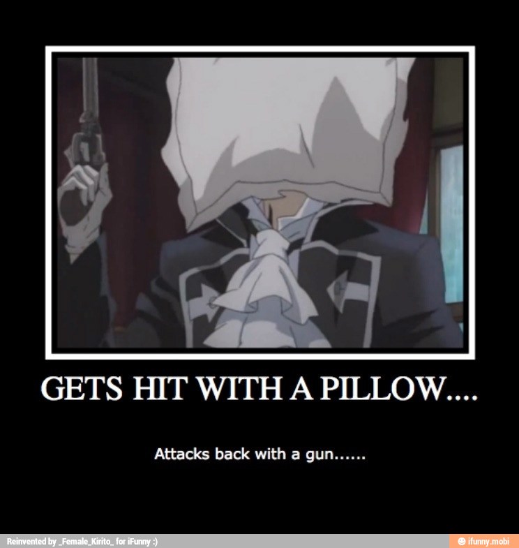 GETS HIT WITH A PILLOW....