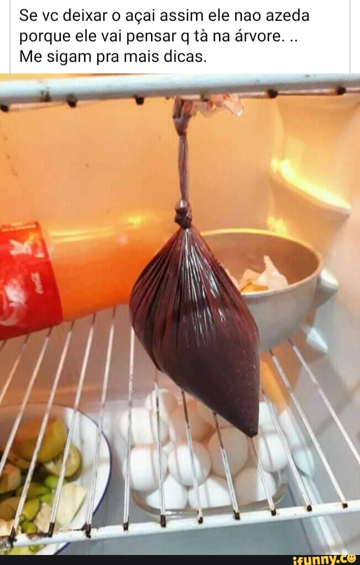 Se vc deixar o açai assim ele nao azeda porque ele vai pensar q tê na árvore.
Me sigam pra mais dicas.