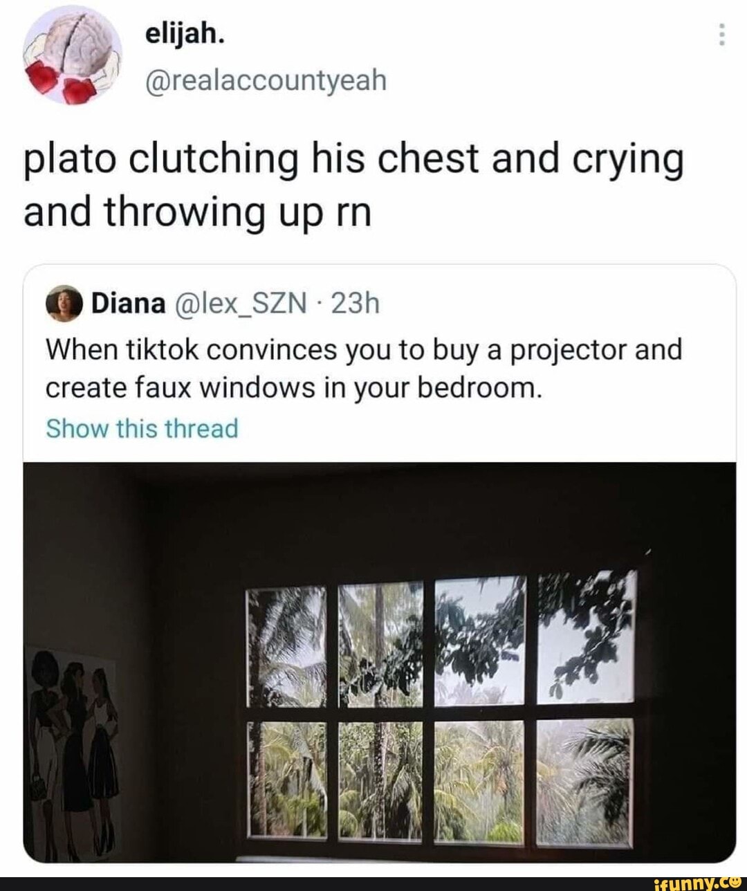 Elijah. ia realaccountyeah plato clutching his chest and crying and