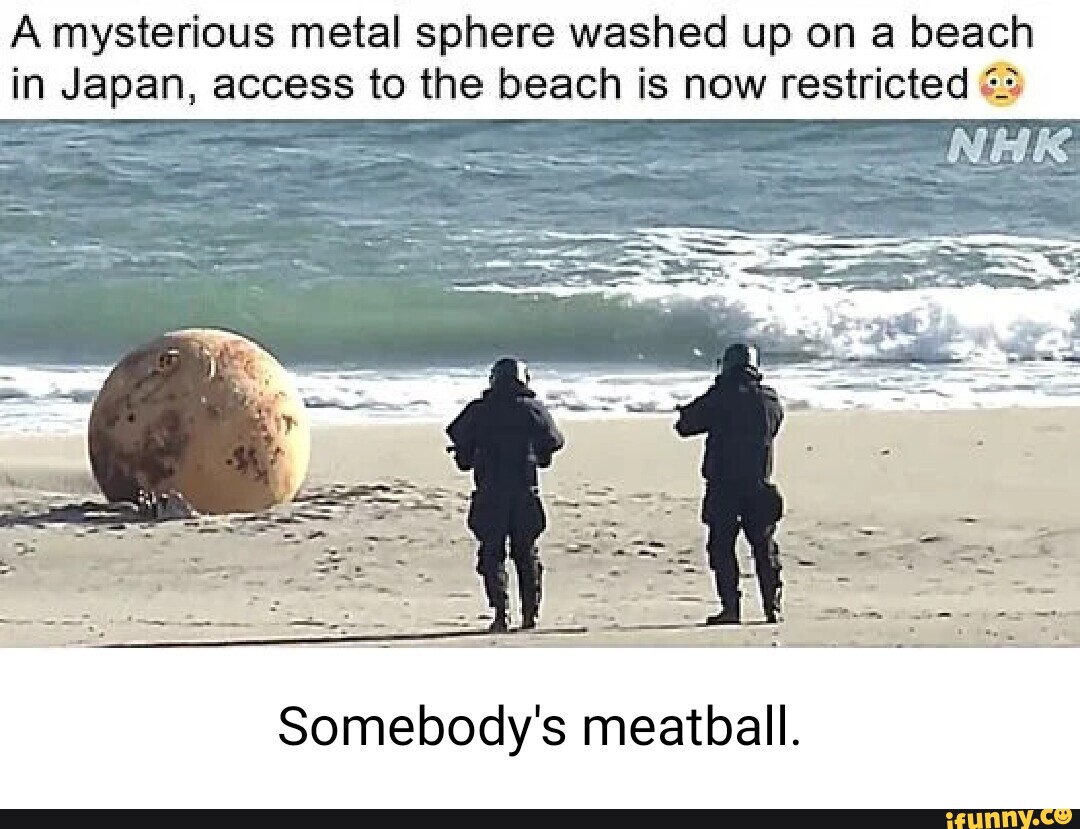A mysterious metal sphere washed up on a beach in Japan, access to the