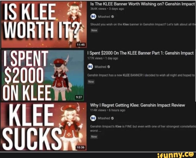 The KLEE Banner Worth Wishing on? shin Impact IS KLEE. WORTH I SPENT