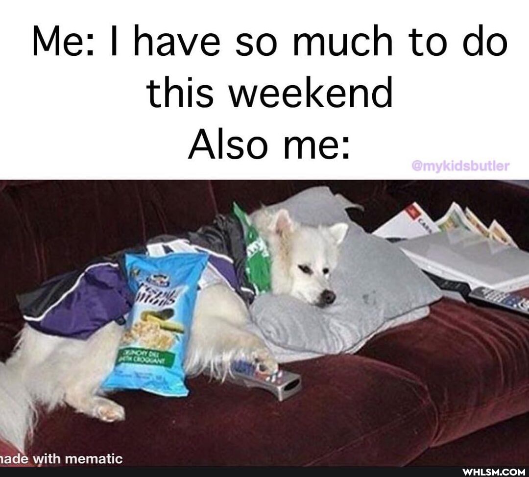 Me: I have so much to do this weekend
Also me: