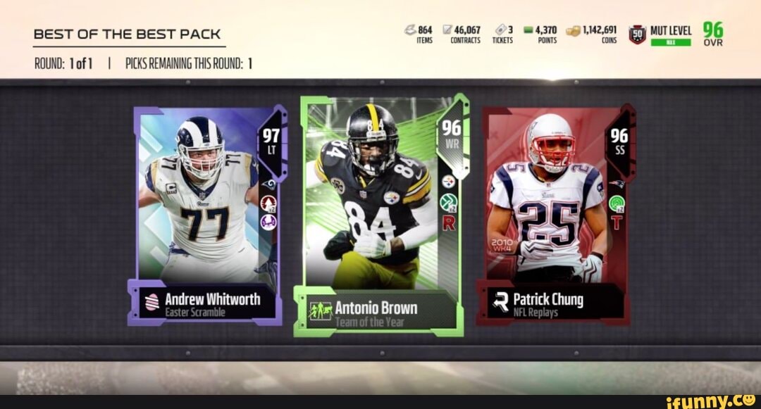 POINTS
BEST OF THE BEST PACK
Patrick Chung
Antonio Brown
Andrew Whitworth