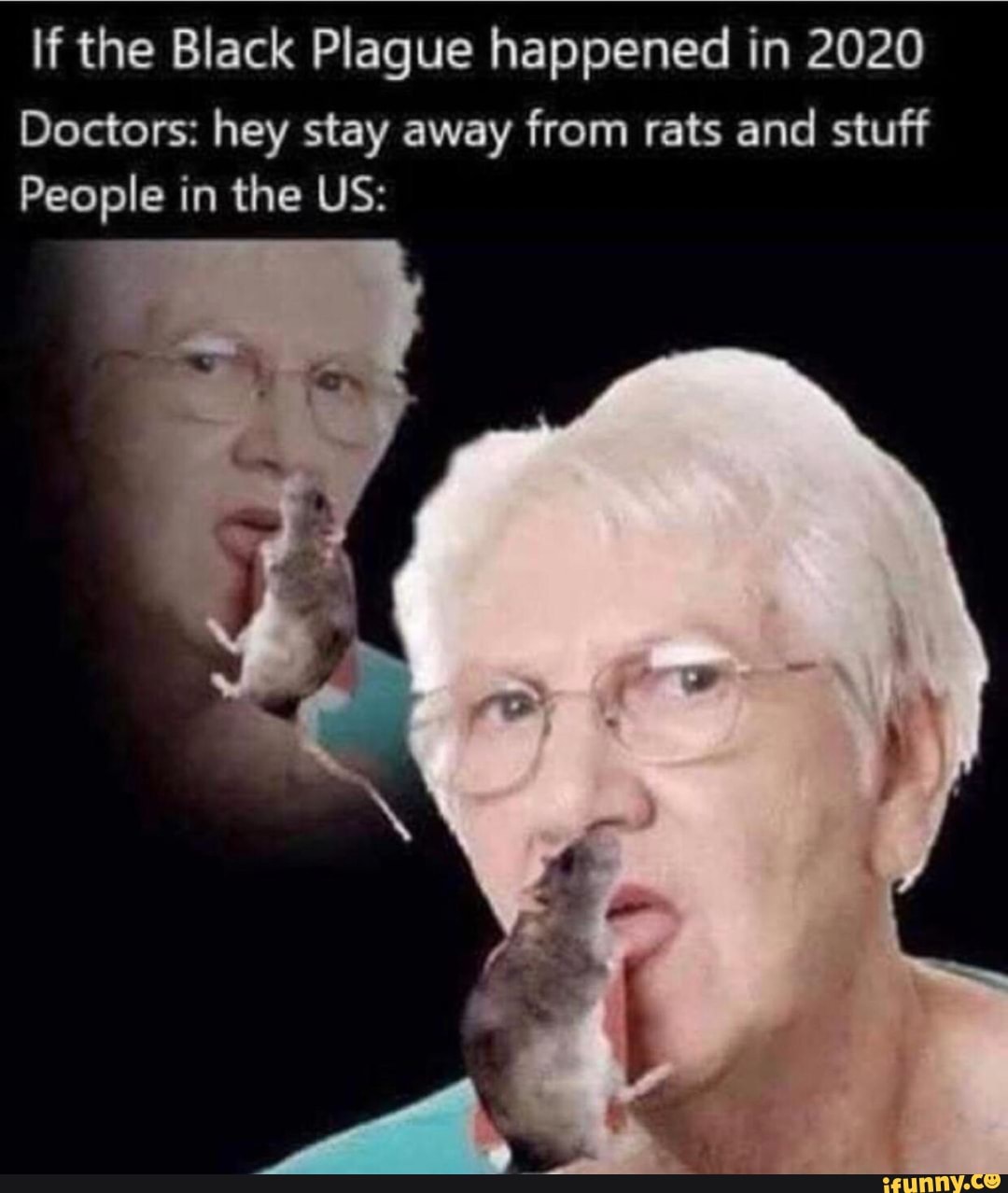 If the Black Plague happened in 2020
Doctors: hey stay away from rats and stuff
People in the US: