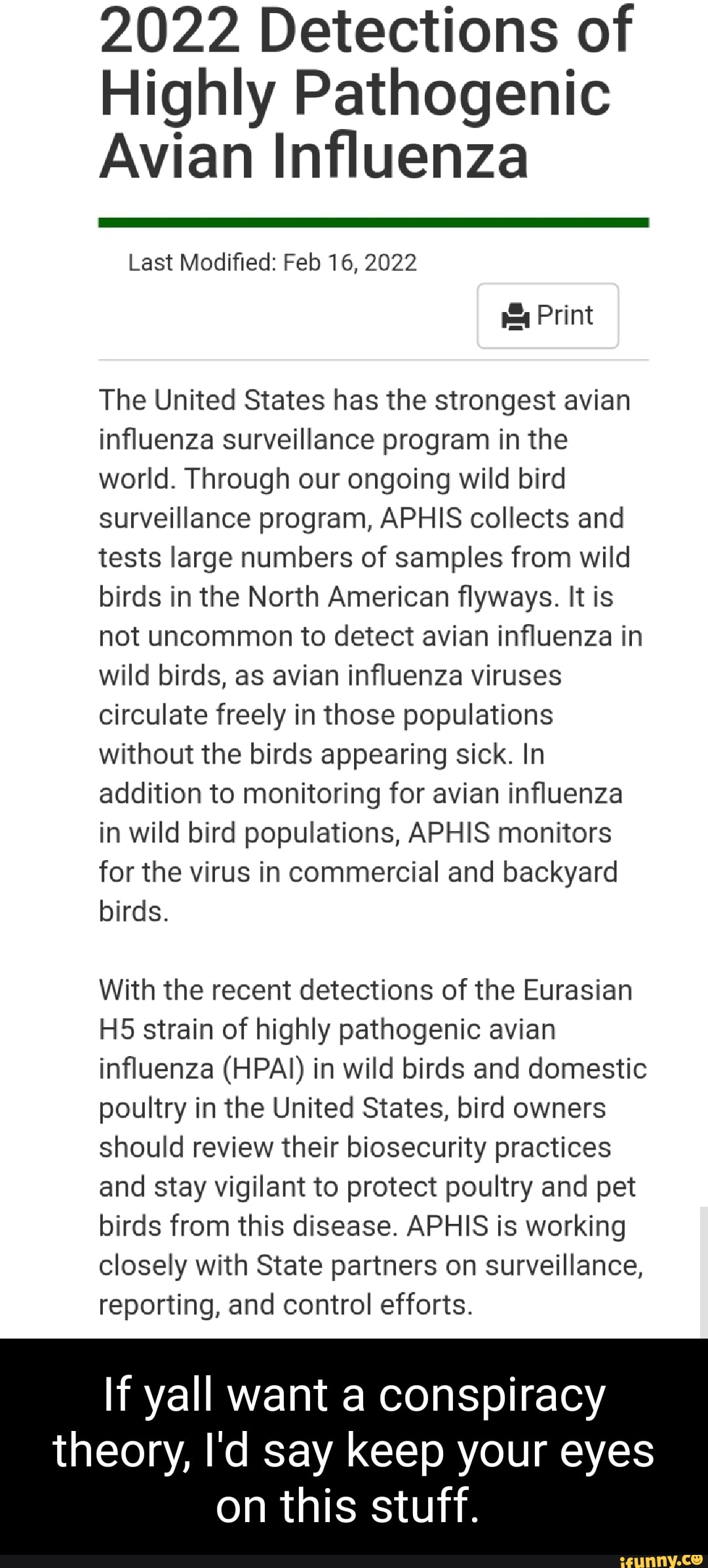 2022 Detections Of Highly Pathogenic Avian Influenza Last Modified: Feb ...