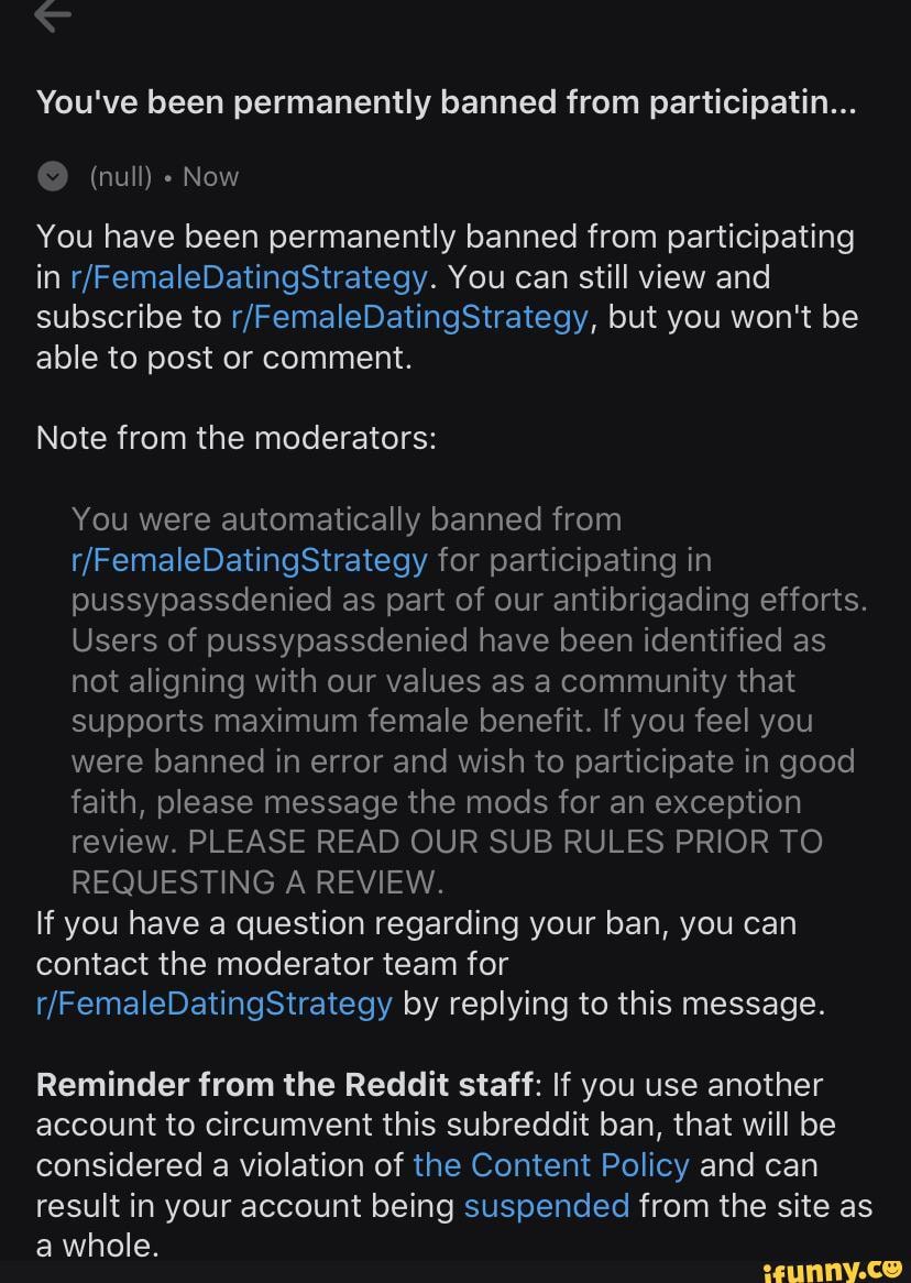 You've been permanently banned from participatin... (null) - Now You ...