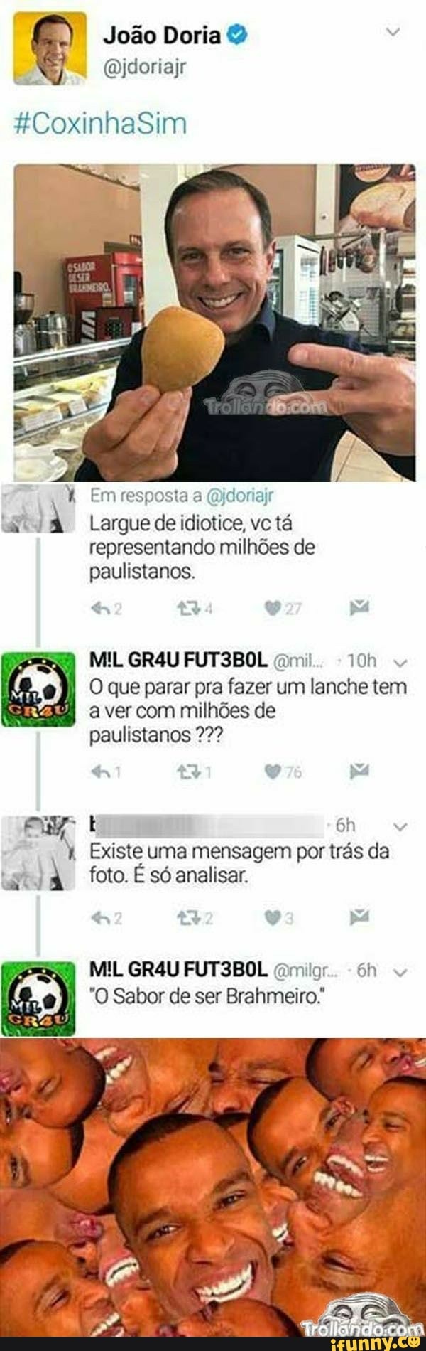 representando milhões de
paulistanos.
O que parar pra fazer um lanche tem
a ver com milhões de
paulistanos eam
Existe uma mensagem por tras da