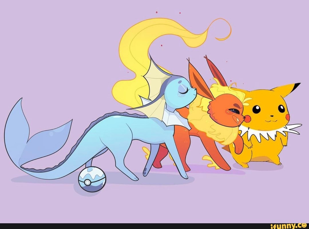 vaporeon, flareon, pikachu, pokemon, pokémon, anime, evolution, art, cute, eevee, eeveelutions