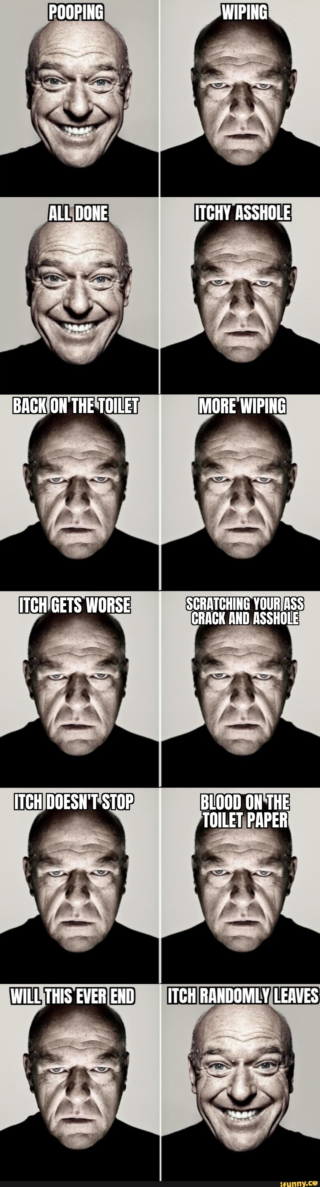 POOPING WIPING ALL DONE ITCHY ASSHOLE BACK ON THE TOILET MORE WIPING