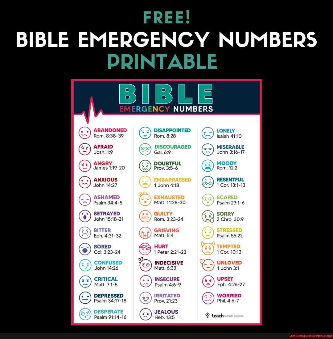 FREE! BIBLE EMERGENCY NUMBERS PRINTABLE BIBLE NUMBERS ERG ABANDONED Rom ...