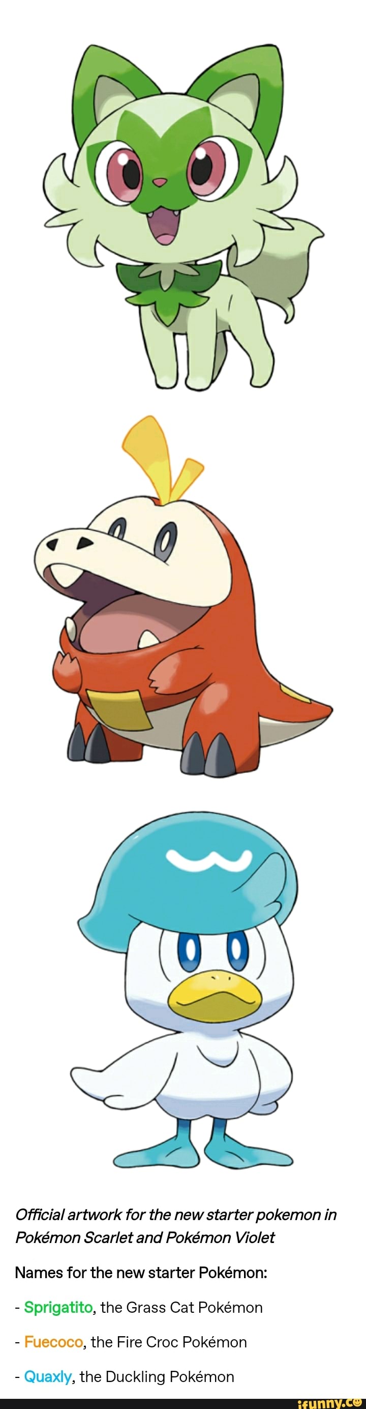 Official Artwork For The New Starter Pokemon In Pokemon Scarlet And 