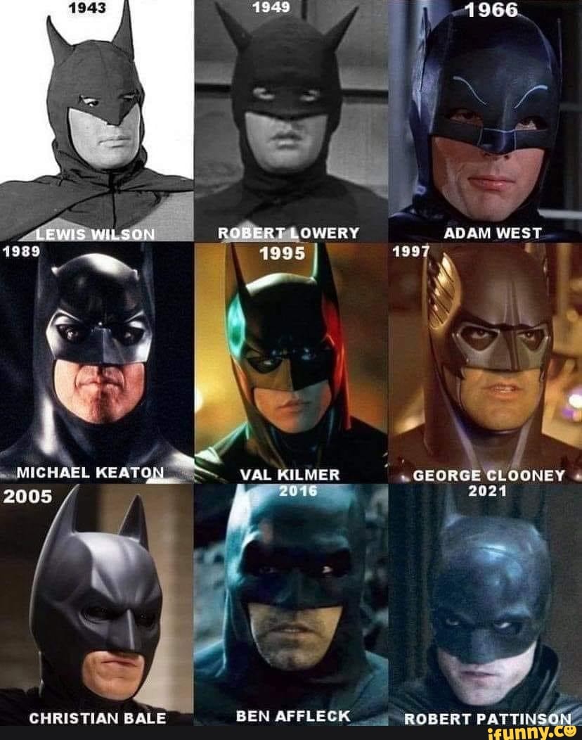 LEWIS WILSON 198 WICH AE: KEAT 2005 CHRISTIAN BALE ROBERT LOWERY VAL KILMER  202 1966. ADAM WEST BEN AFFLECK. ROBCRT Pe - iFunny Brazil