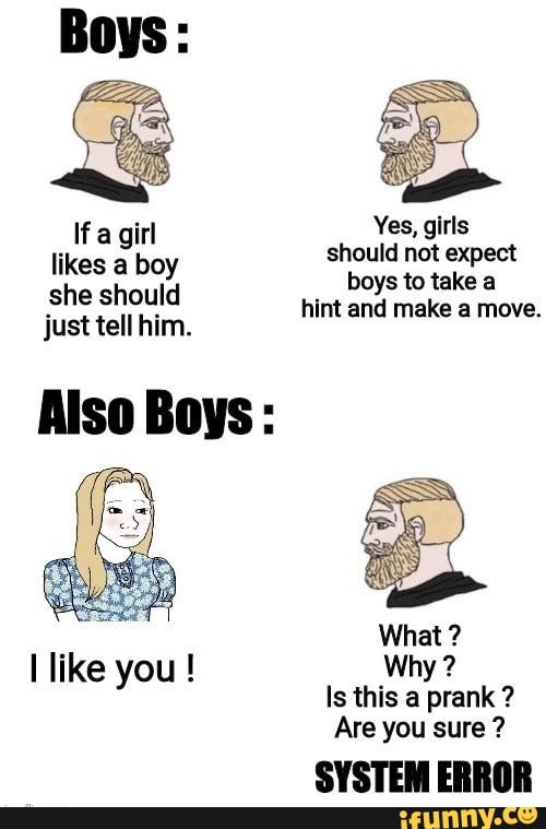 Boys:
prank
flee a Loy should not expect
SYSTEM ERROR