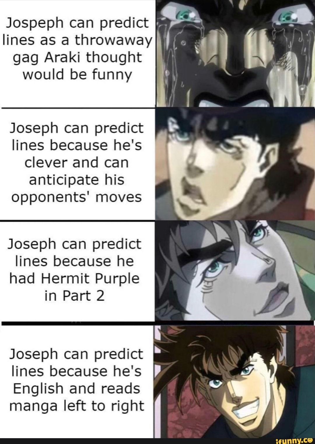 Jospeph can predict lines as a throwaway gag Araki thought would be ...